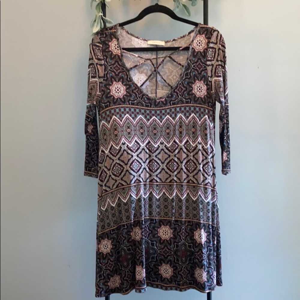 3/4 sleeve caged dress